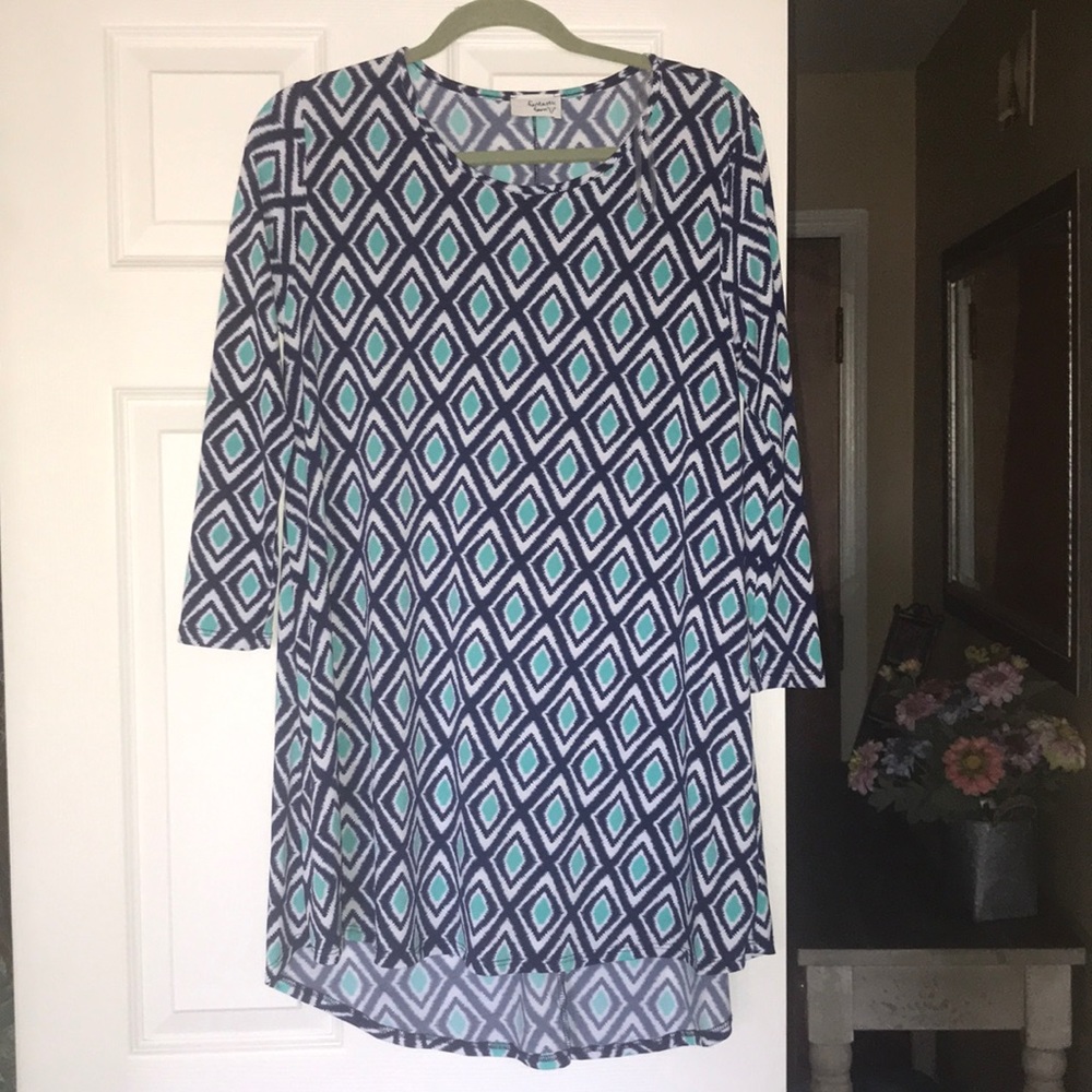 Fantastic Fawn blue and turquoise stretchy dress.